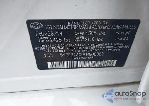 2014 Hyundai Sonata Gls from USA, damaged, VIN 5NPEB4AC9EH906089